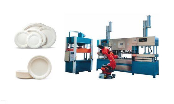 Grano Straw Pulp Tableware Production Line con il robot multi- dei giunti e l'accatastatore