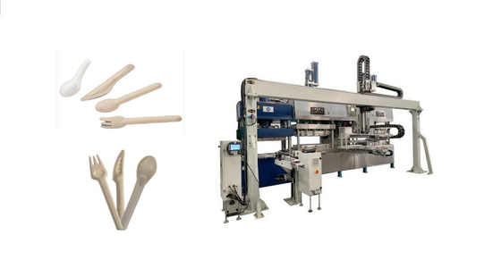 Macchina per la produzione di coltelli per forchetta e cucchiaio per stampaggio polpa usa e getta